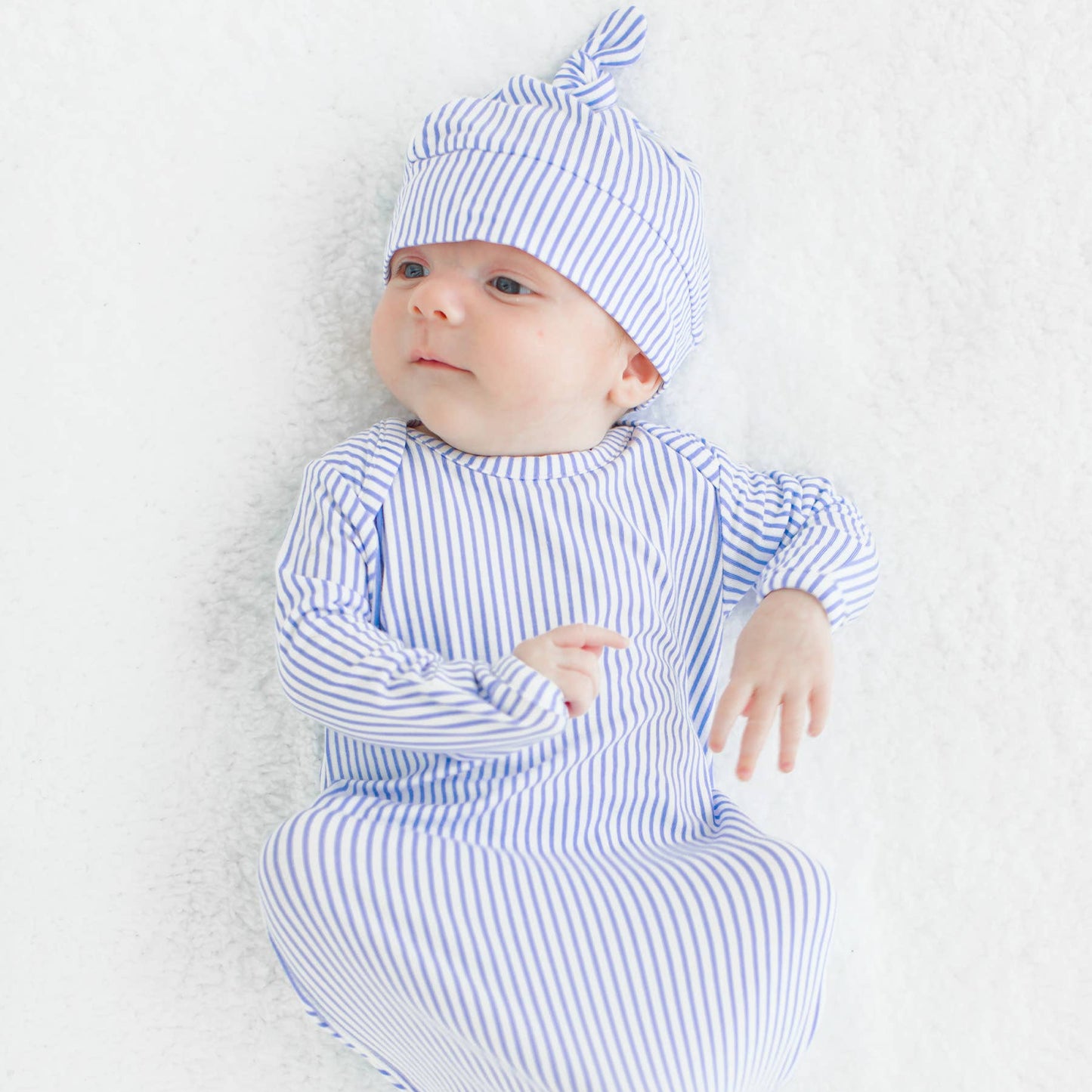 Baby Boys Periwinkle Stripe Bamboo Knotted Gift Set