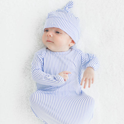 Baby Boys Periwinkle Stripe Bamboo Knotted Gift Set