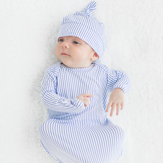 Baby Boys Periwinkle Stripe Bamboo Knotted Gift Set