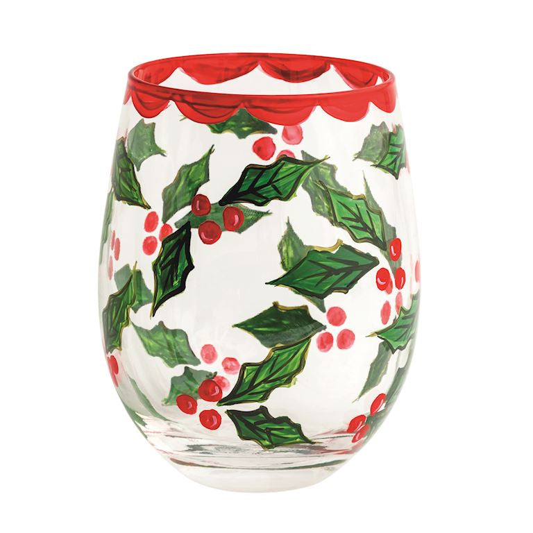 Mud Pie Christmas Hand-Painted Wine Glass - 3 Styles