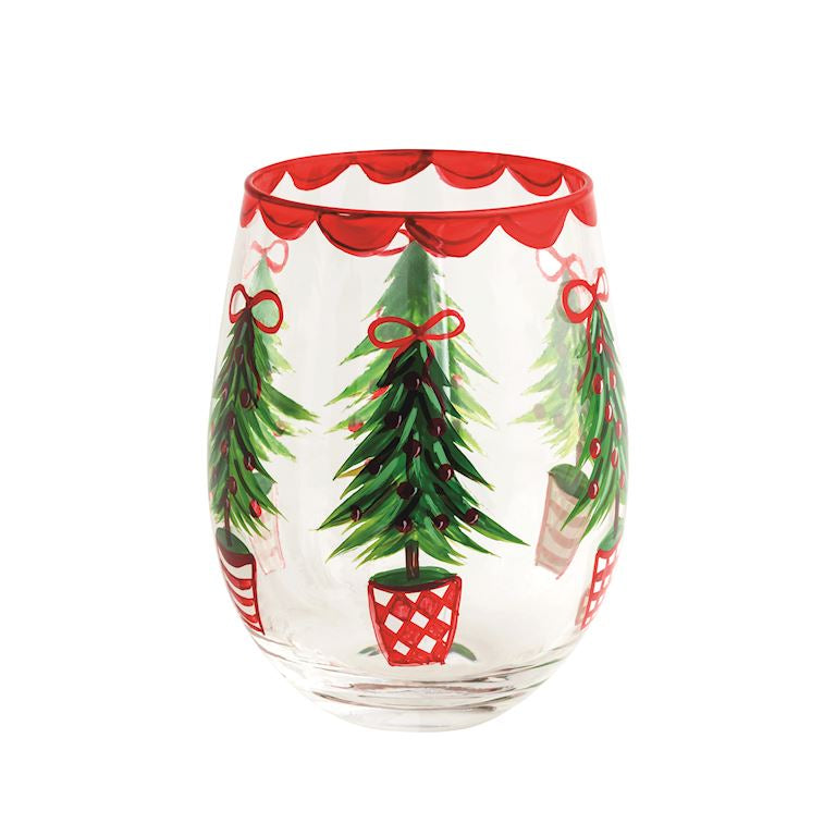 Mud Pie Christmas Hand-Painted Wine Glass - 3 Styles