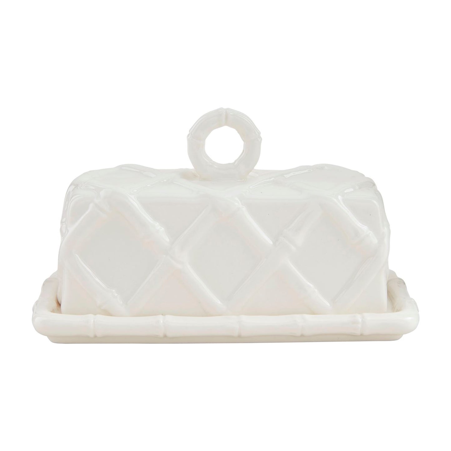 Mud Pie White Bamboo Butter Dish