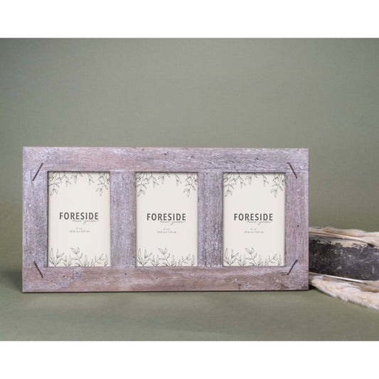 4x6 Three Photo Weathered Wood Frame With Nail Accents - CeCe's Home & Gifts