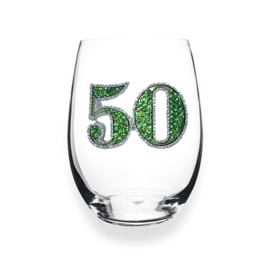 50th Birthday Jeweled Stemless Glassware - CeCe's Home & Gifts