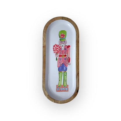 Nutcracker Enameled Mango Wood Tray - Large