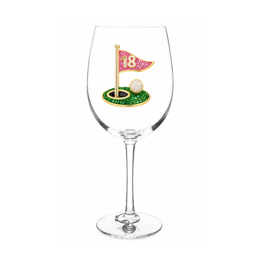 18th Hole Jeweled Stemmed Glass