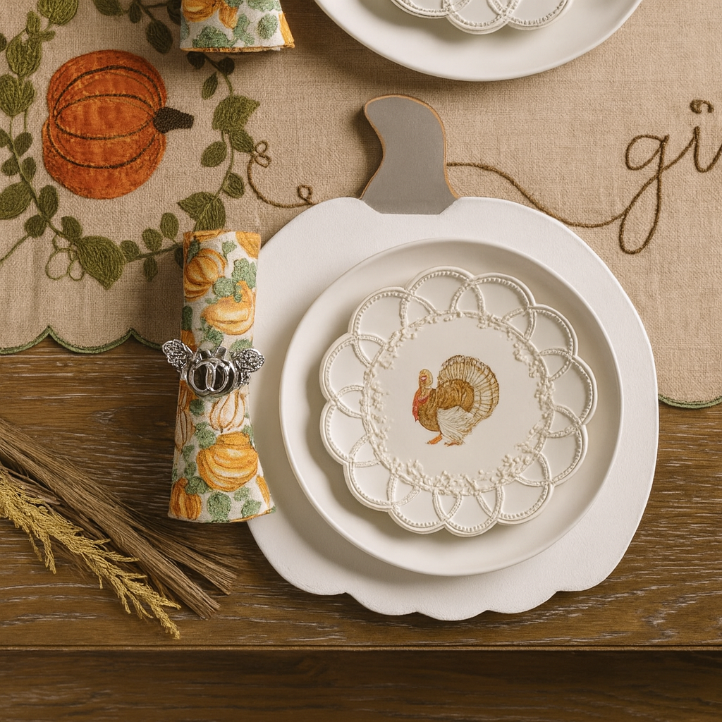 Handcrafted Wooden Pumpkin Placemats - Set of 4