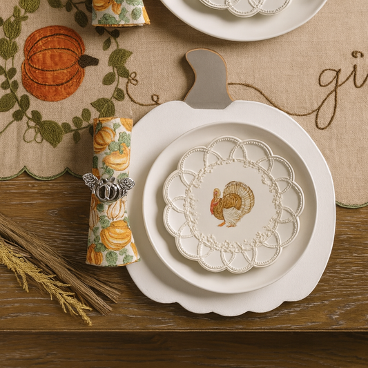 Handcrafted Wooden Pumpkin Placemats - Set of 4