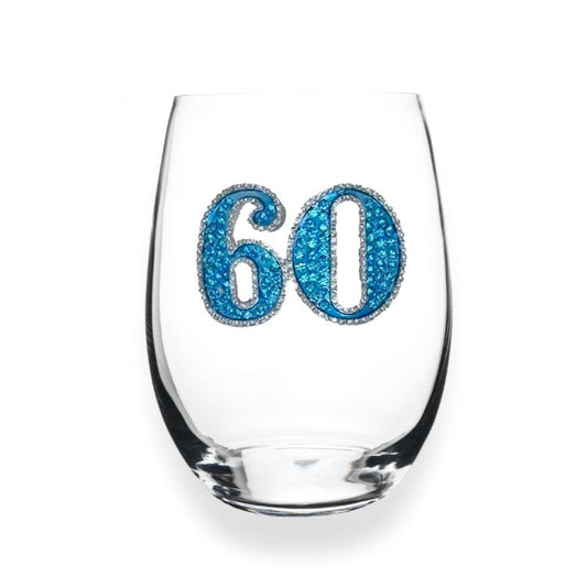 60th Birthday Jeweled Stemless Glassware - CeCe's Home & Gifts