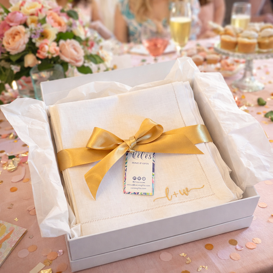 You & Me Monogrammed Linen Dinner Napkin