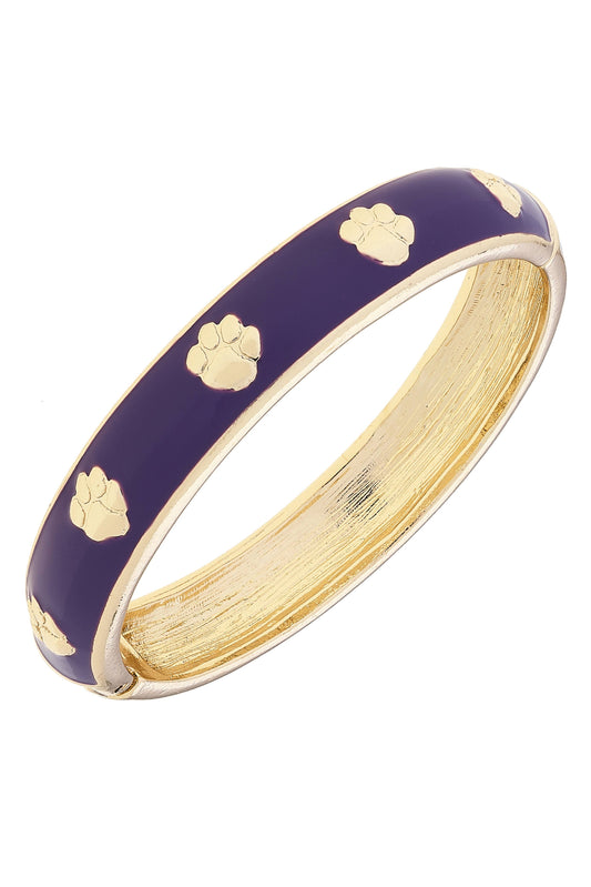 Tigers Sculpted Enamel Logo Hinge Bangle in Purple: Purple