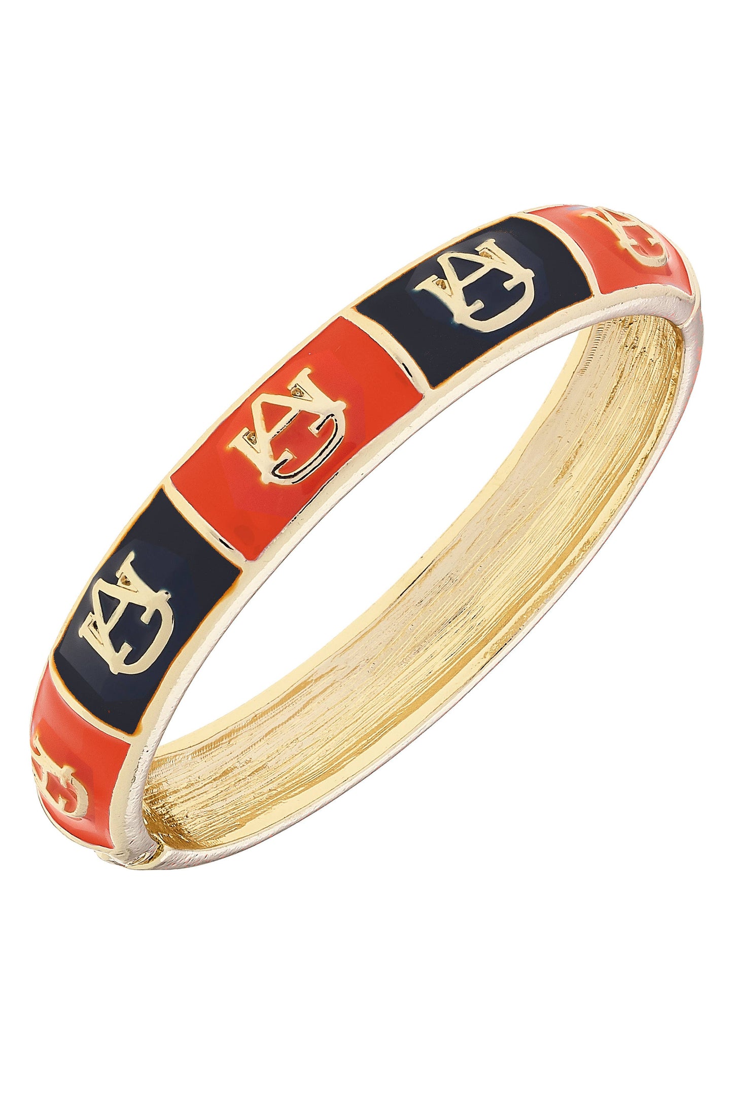 Auburn Tigers Sculpted Enamel Checkered Hinge Bangle