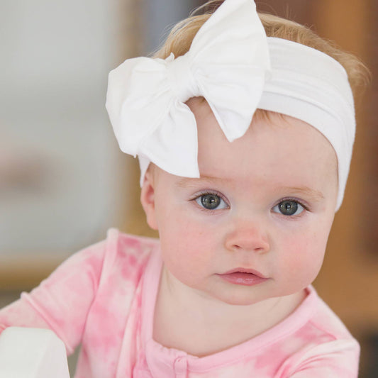 Girls White Big Bow Headband