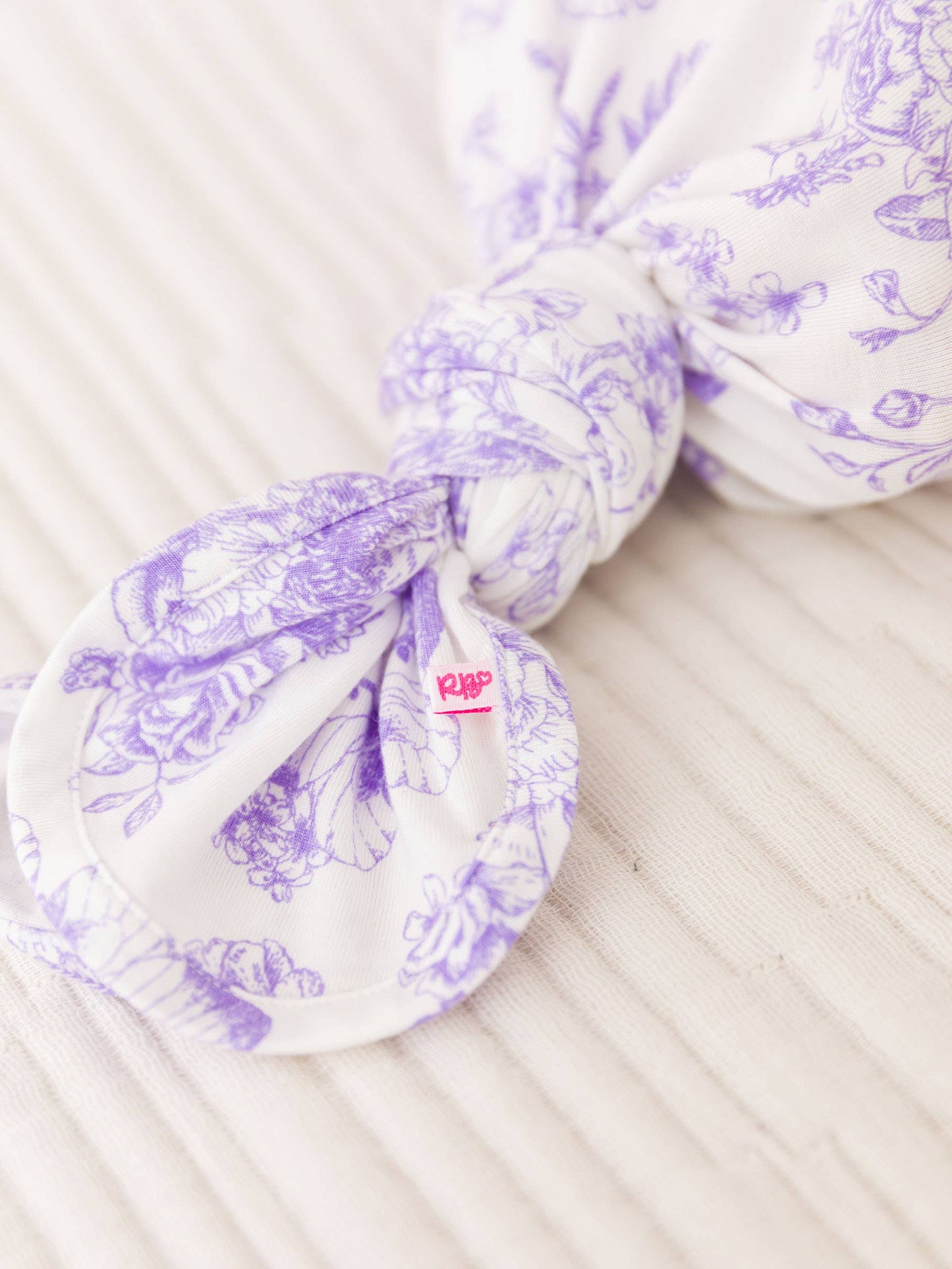 Newborn Purple Toile Bamboo Knotted Gown Set