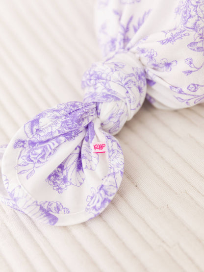 Newborn Purple Toile Bamboo Knotted Gown Set