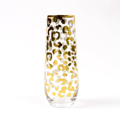 8 Oak Lane 8 Oak Lane Gold Leopard Stemless Champagne Glass | CeCe's Home & Gifts