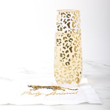 8 Oak Lane Gold Leopard Stemless Champagne Glass - CeCe's Home & Gifts