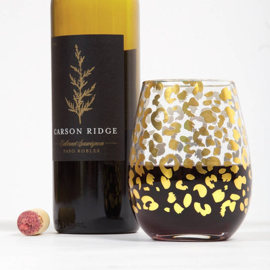 8 Oak Lane Gold Leopard Stemless Wine Glass - CeCe's Home & Gifts