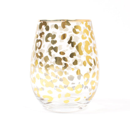 8 Oak Lane 8 Oak Lane Gold Leopard Stemless Wine Glass | CeCe's Home & Gifts