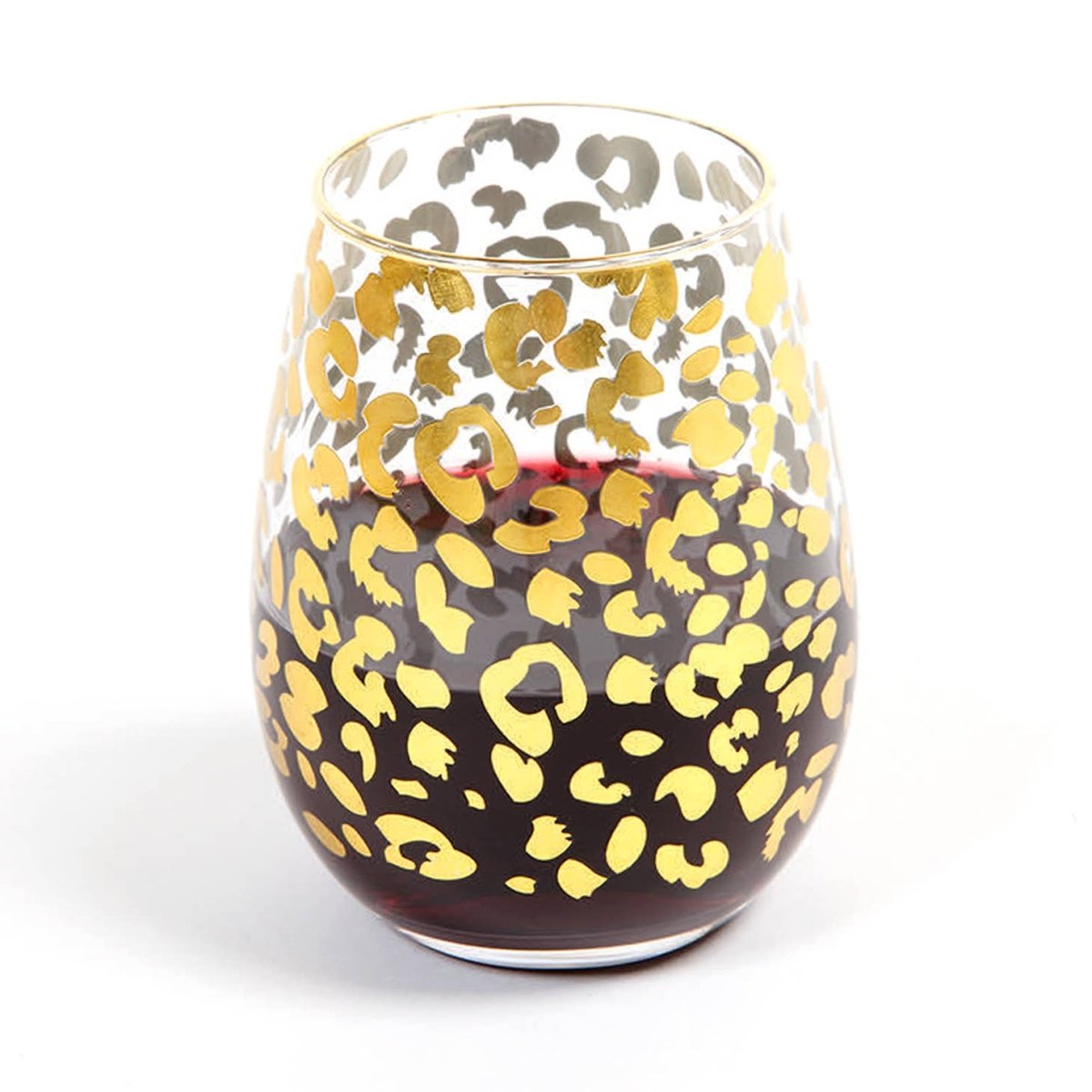 8 Oak Lane Gold Leopard Stemless Wine Glass - CeCe's Home & Gifts