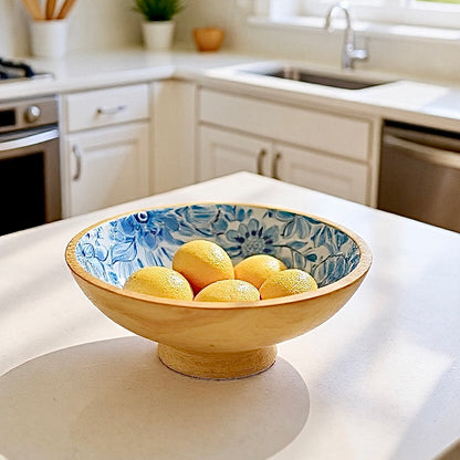 My Casita Blue Floral Pedestal Bowl