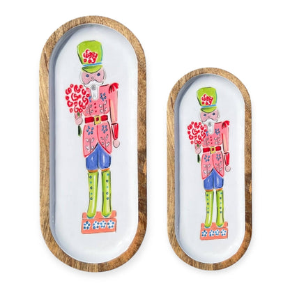 Nutcracker Enameled Mango Wood Tray - Large