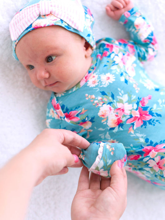 Baby Girl "Fancy Me Floral" Bamboo Knotted Gift Set