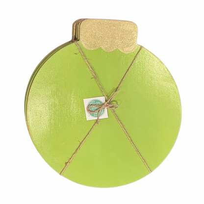 Handcrafted Green Ball Ornament Wooden Placemats - Set of 4