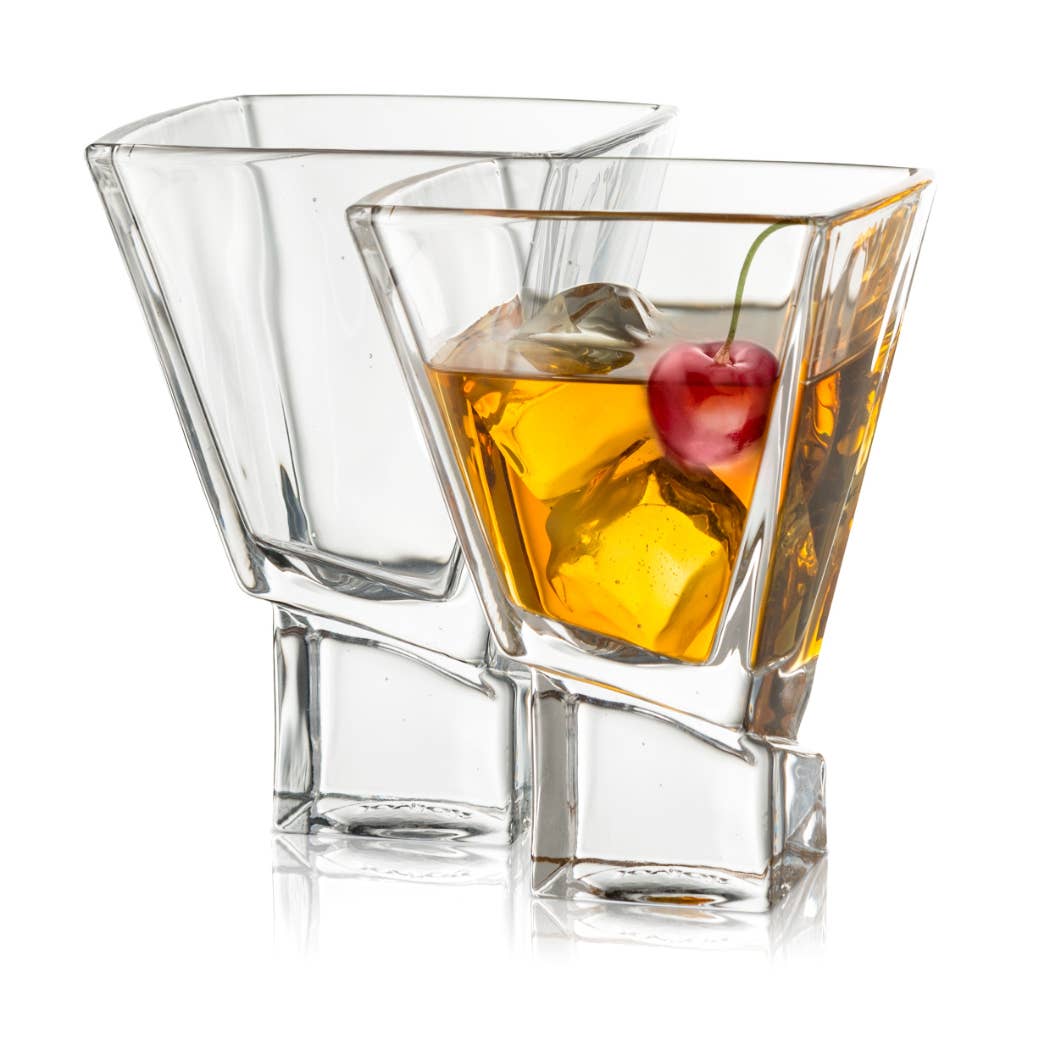 Square Base Stemless Martini Glasses - Set of 2