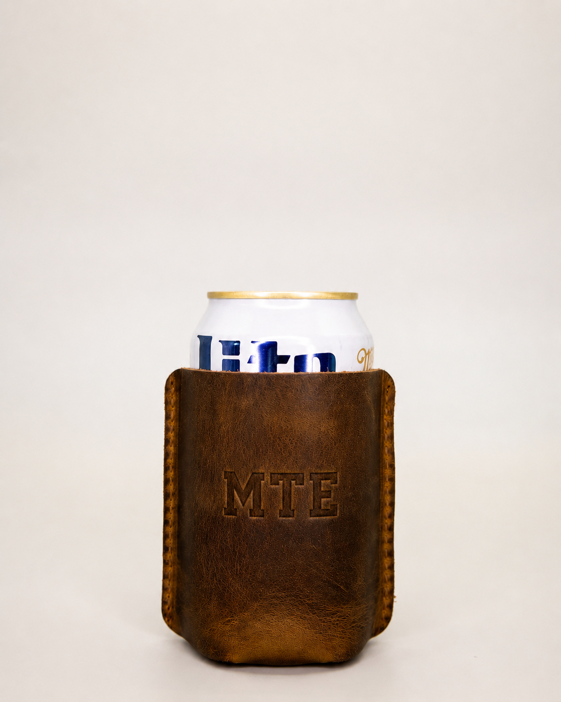 Personalized Hand-Sewn Leather Can Coolie