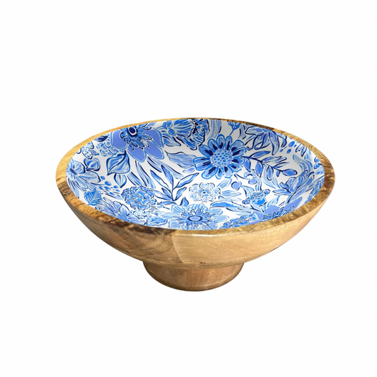My Casita Blue Floral Pedestal Bowl