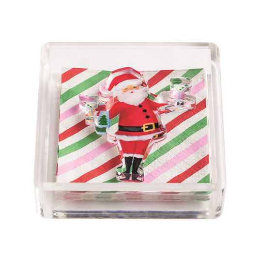 Mud Pie Cocktail Santa Bar Napkin Caddy Set