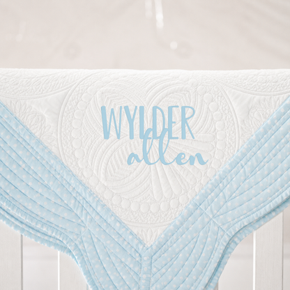Monogrammed Heirloom Baby Quilt | Assorted Colors