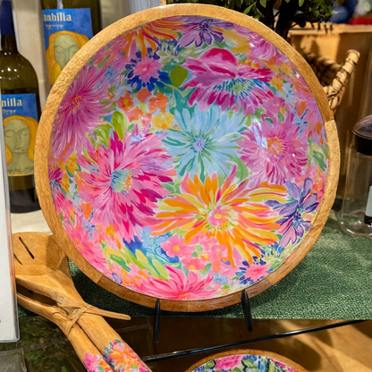 Bright Floral Mango & Enamel Serving Bowl Set