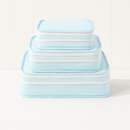 Monogrammed Mint Seersucker Stacking Set