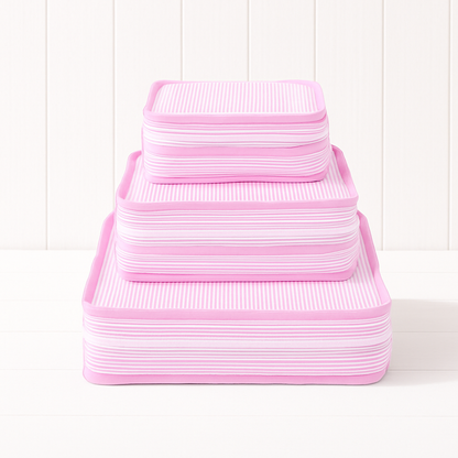 Monogrammed Pink & White Seersucker Stacking Set
