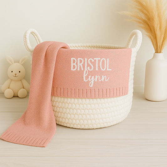 Monogrammed Salmon Cotton Baby Blanket
