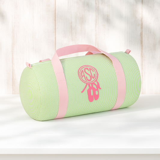 Monogrammed Sweet Pea Seersucker Small Duffel