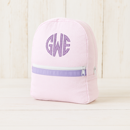 Monogrammed Princess Seersucker Medium Backpack