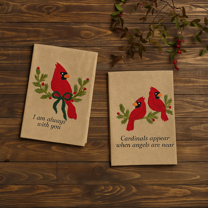 Mud Pie Cardinal Embroidered Hand Towel Set of 2