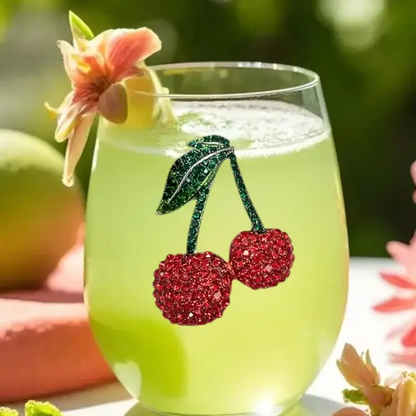Cherries Jeweled Stemless Wine Glass