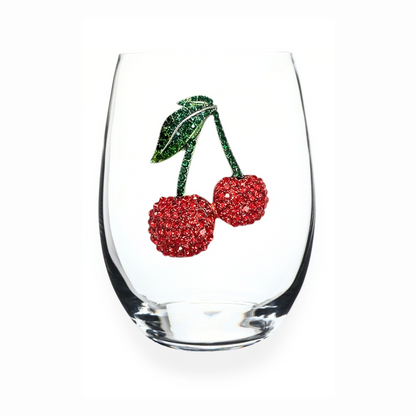 Cherries Jeweled Stemless Wine Glass