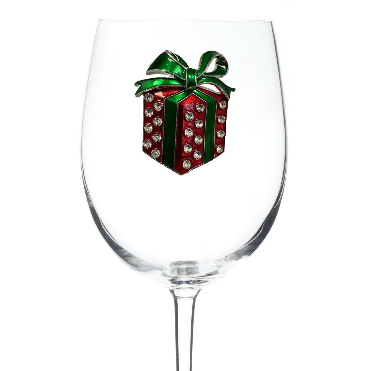 Wrapped Christmas Gift Jeweled Stemmed Glassware