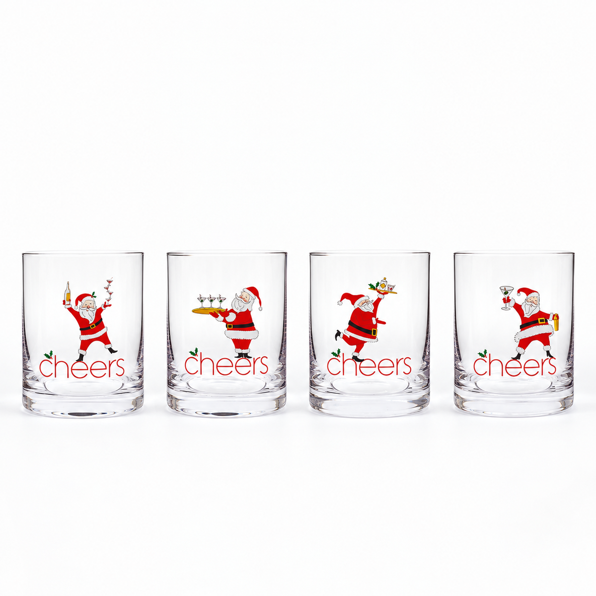 "Cocktails with Santa" Short Beverage Glass Gift Set