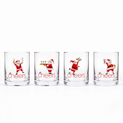"Cocktails with Santa" Short Beverage Glass Gift Set