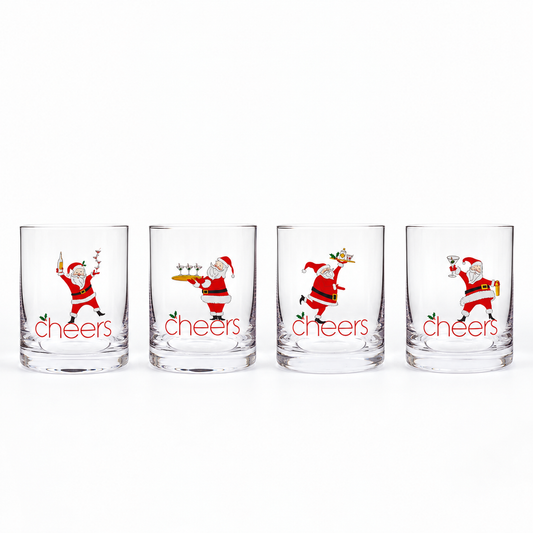 "Cocktails with Santa" Short Beverage Glass Gift Set
