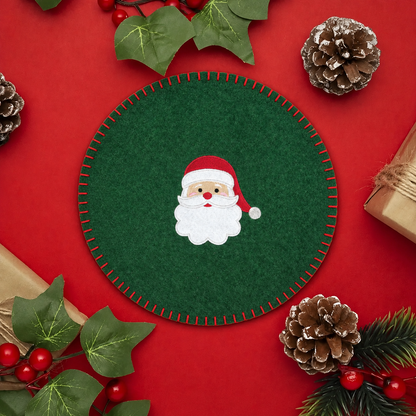 Personalized Holiday Gnome Felt Round Placemat