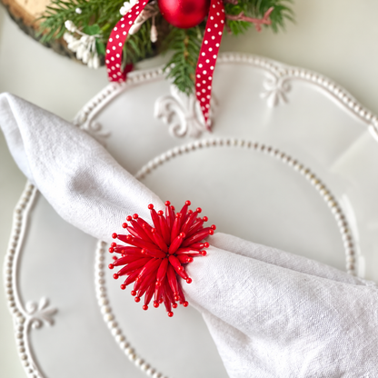 Red Spike Beaded Napkin Ring