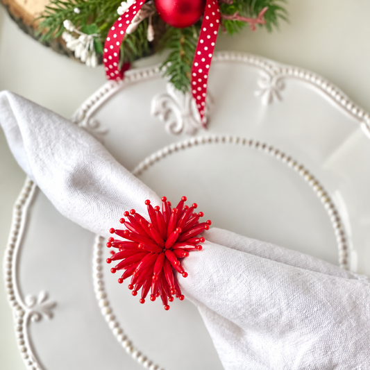 Red Spike Beaded Napkin Ring