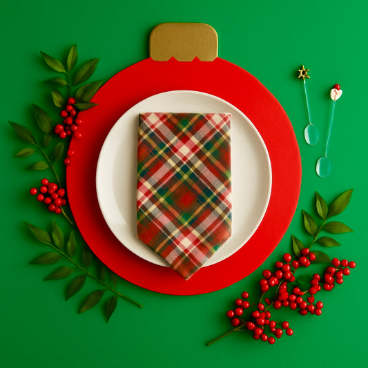 Handcrafted Red Ball Ornament Wooden Placemats - Set of 4